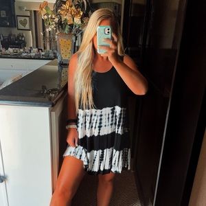 Black and white tie dye swing dress